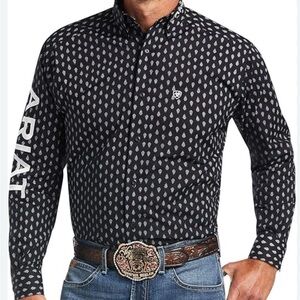 Ariat Men's Black Shirt with White Teardrop Pattern XL
